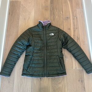 North face girls, reversible jacket size large
